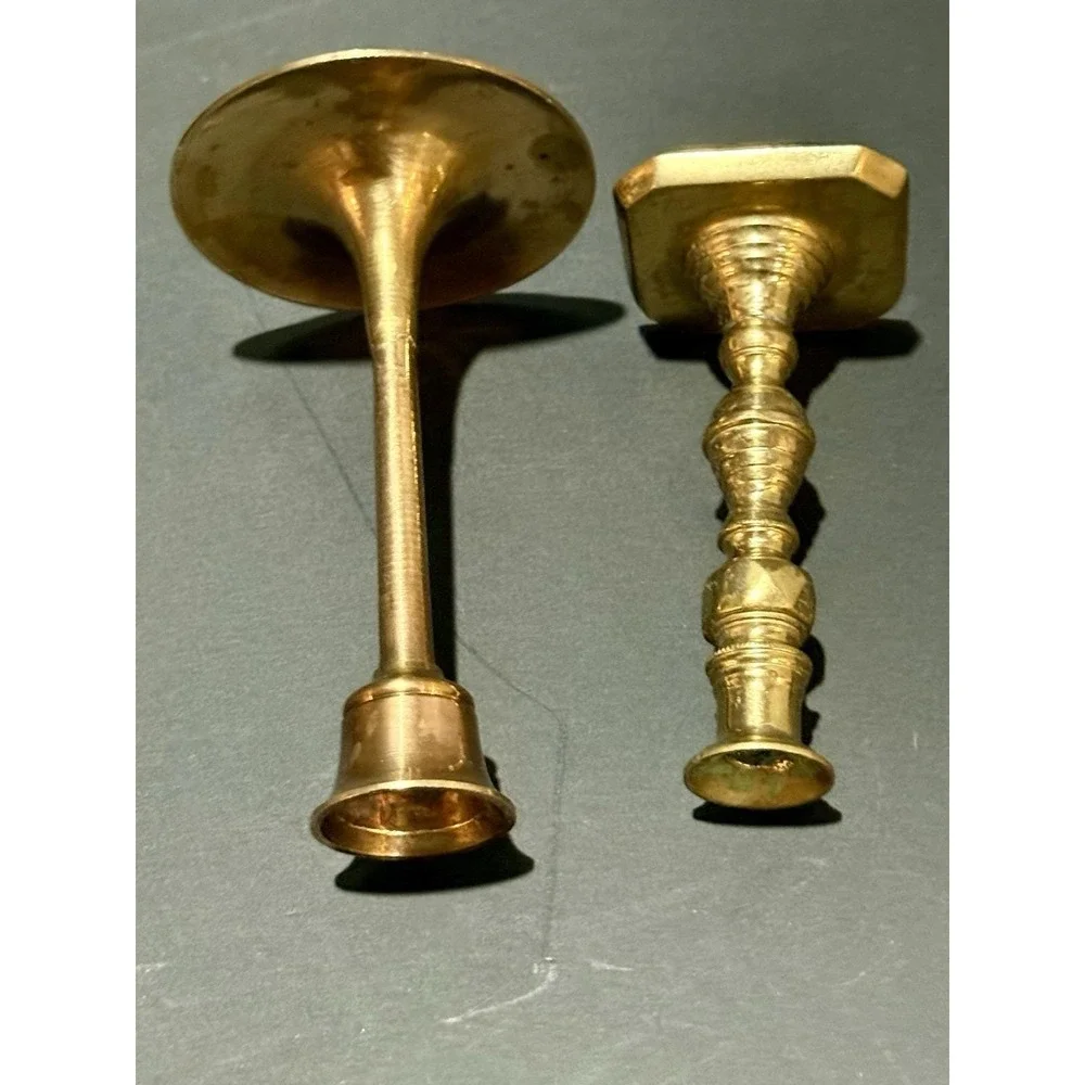 set of Vintage Brass Candlestick Holders 4
